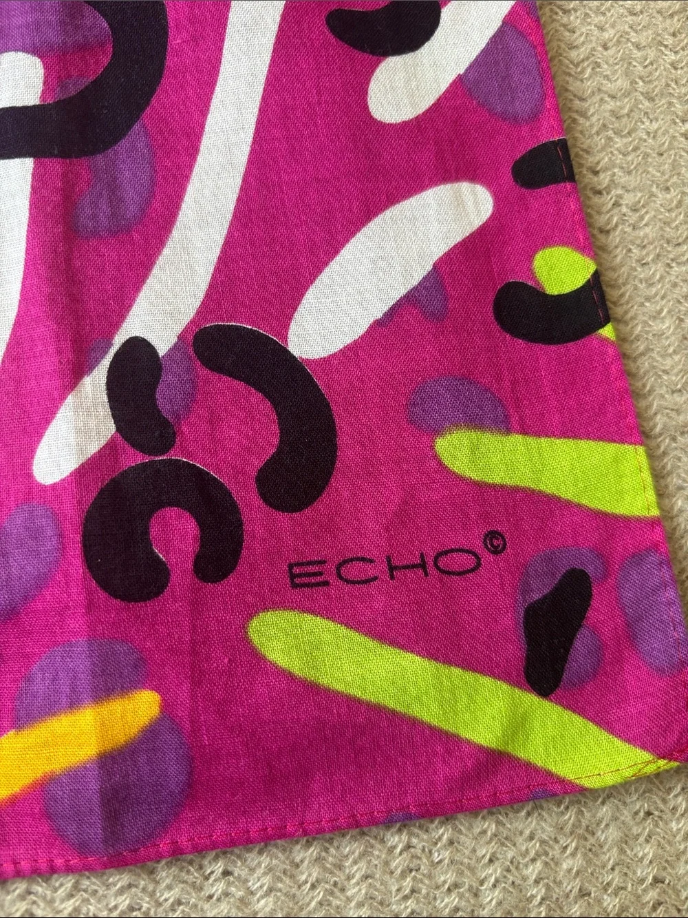 Echo Fuchsia Abstract 80’s Print Scarf 10” x 74”